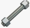STAINLESS STEEL THREADED ROD, M22 × 150 MM, STUD: ASTM A193 B8, WITH 2 HEXAGONAL NUTS ASTM A194 GR B8    